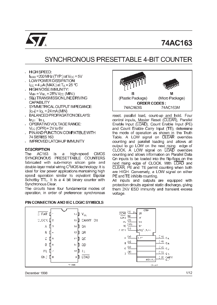 74AC163_104461.PDF Datasheet