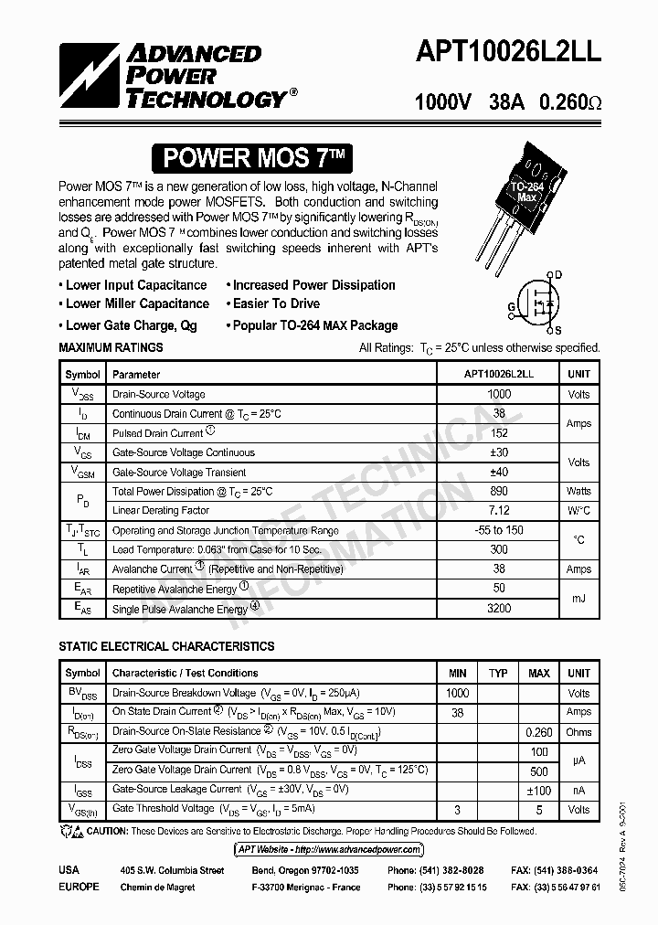 APT10026L2LL_126345.PDF Datasheet