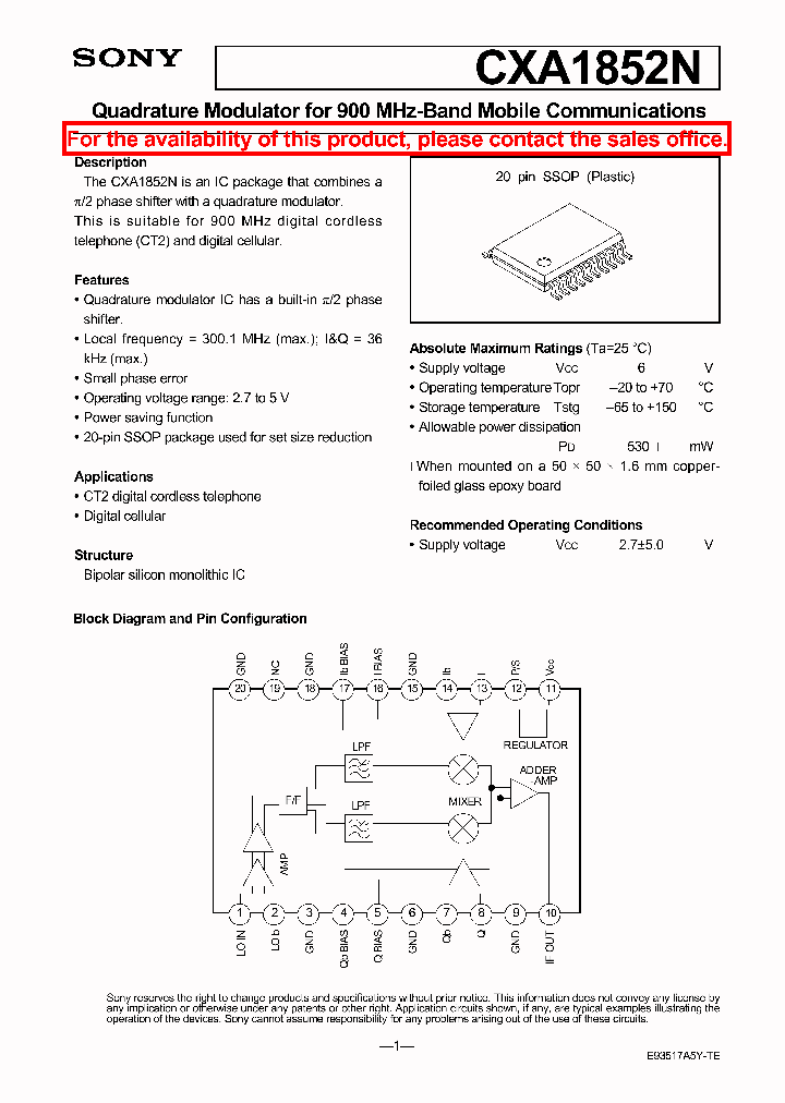 CXA1852N_130667.PDF Datasheet