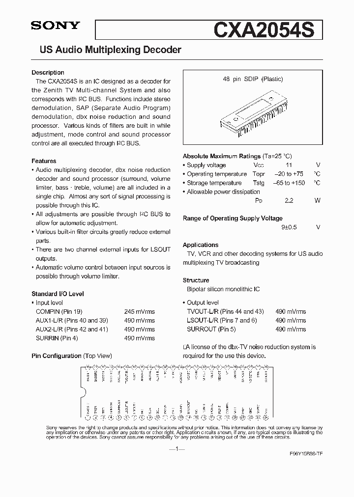 CXA2054S_140936.PDF Datasheet