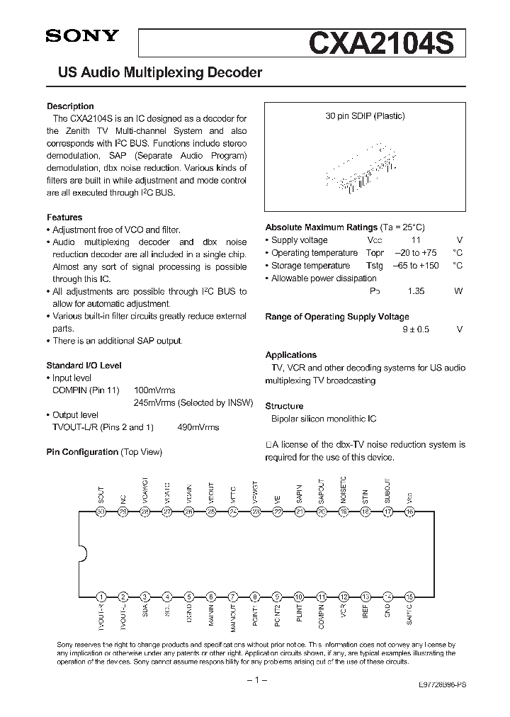 CXA2104S_80417.PDF Datasheet