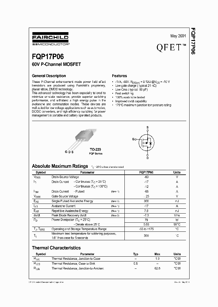 FQP17P06_193513.PDF Datasheet