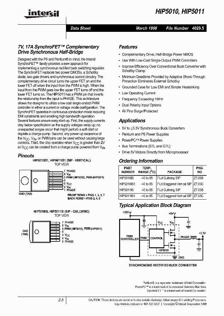 HIP5010_40932.PDF Datasheet