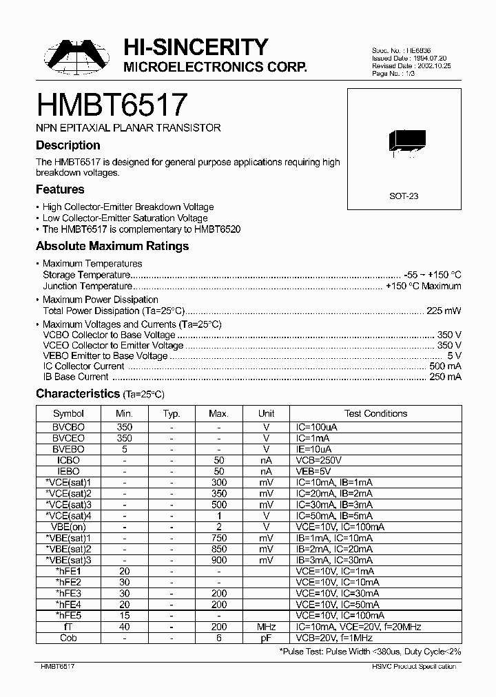 HMBT6517_43638.PDF Datasheet