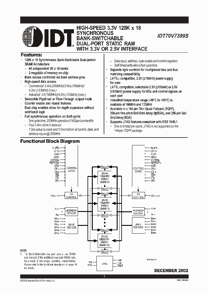 IDT70V7399S_109723.PDF Datasheet