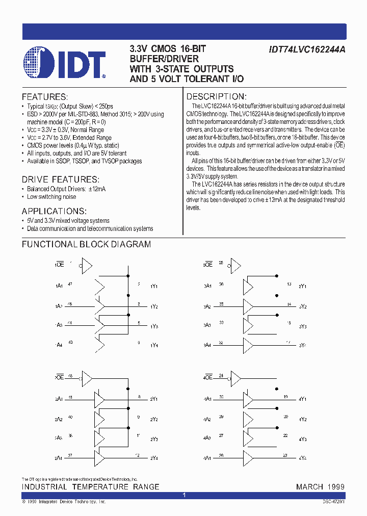 IDT74LVC162244APA_145991.PDF Datasheet