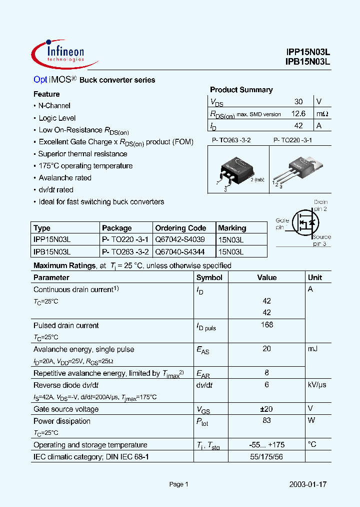 IPB15N03L_145541.PDF Datasheet
