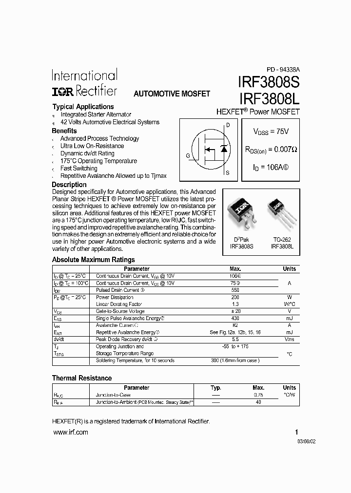 IRF3808L_5877.PDF Datasheet