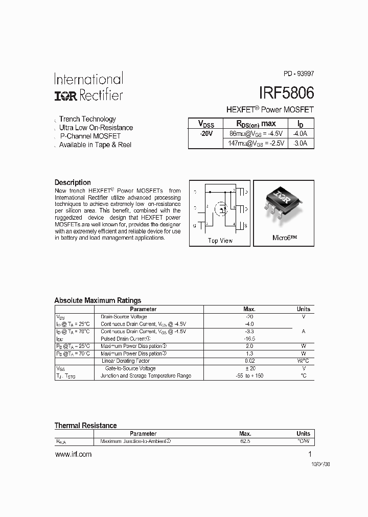 IRF5806_120594.PDF Datasheet