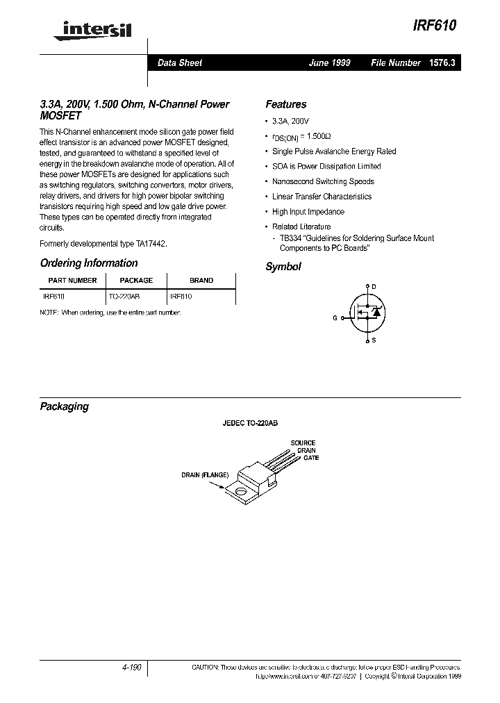 IRF610_137846.PDF Datasheet