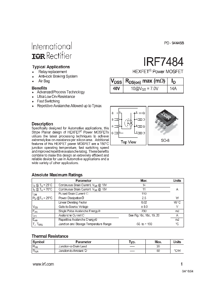 IRF7484_137845.PDF Datasheet