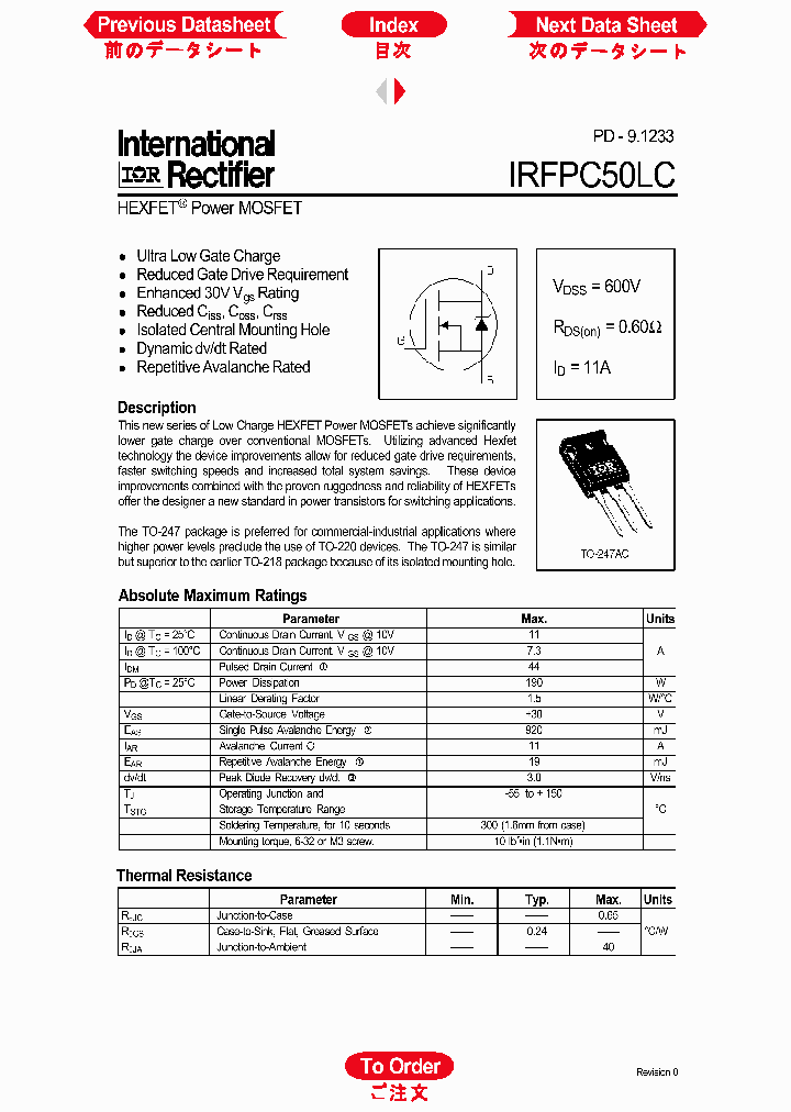 IRFPC50LC_129614.PDF Datasheet