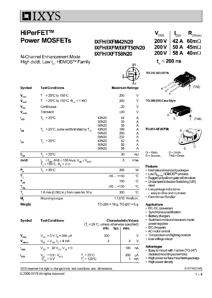 IXFH58N20_167311.PDF Datasheet