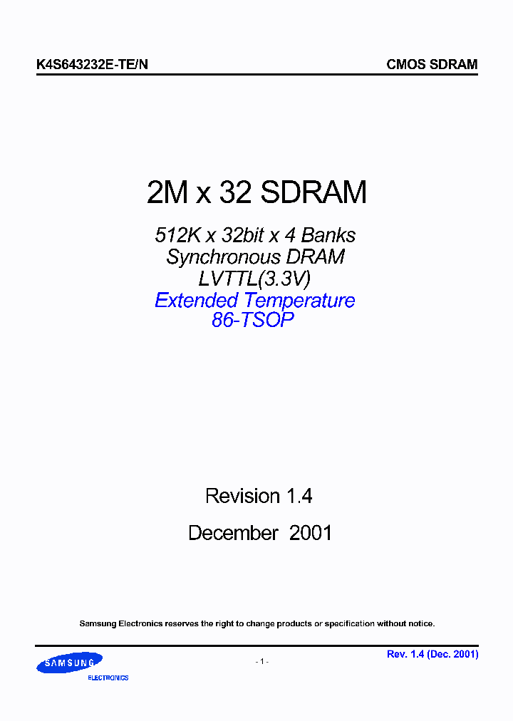 K4S643232E-TN70_65882.PDF Datasheet