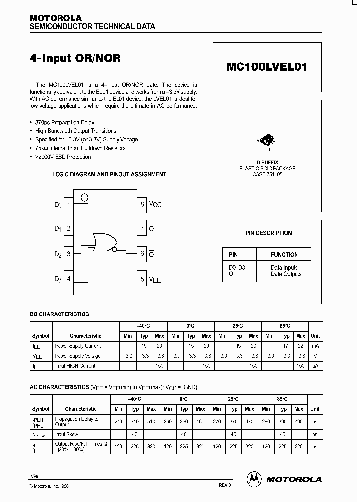 MC100LVEL01_84899.PDF Datasheet