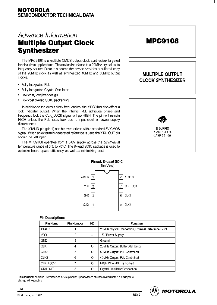 MPC9108_131192.PDF Datasheet