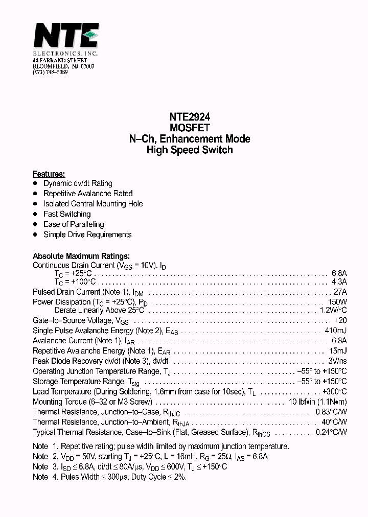 NTE2924_69853.PDF Datasheet