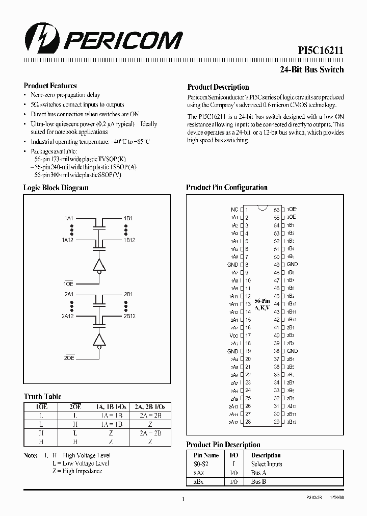 PI5C16211_49267.PDF Datasheet