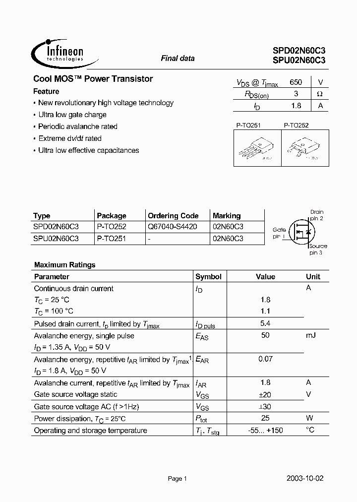 SPD02N60C3_118821.PDF Datasheet