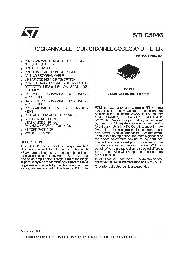 STLC5046_67000.PDF Datasheet