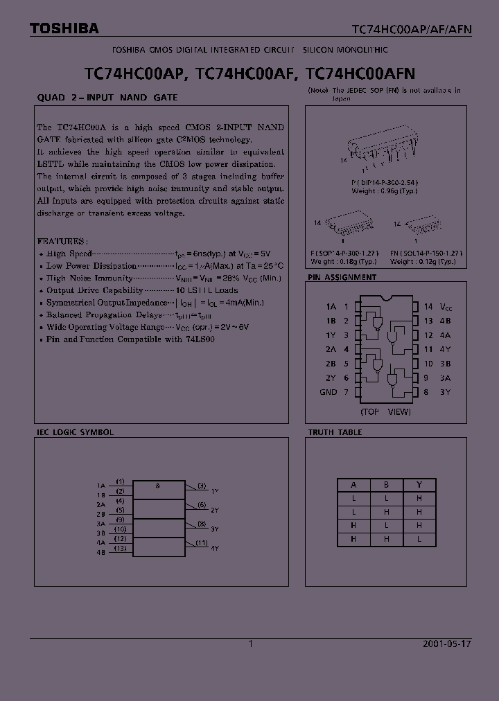 TC74HC00AF_13429.PDF Datasheet