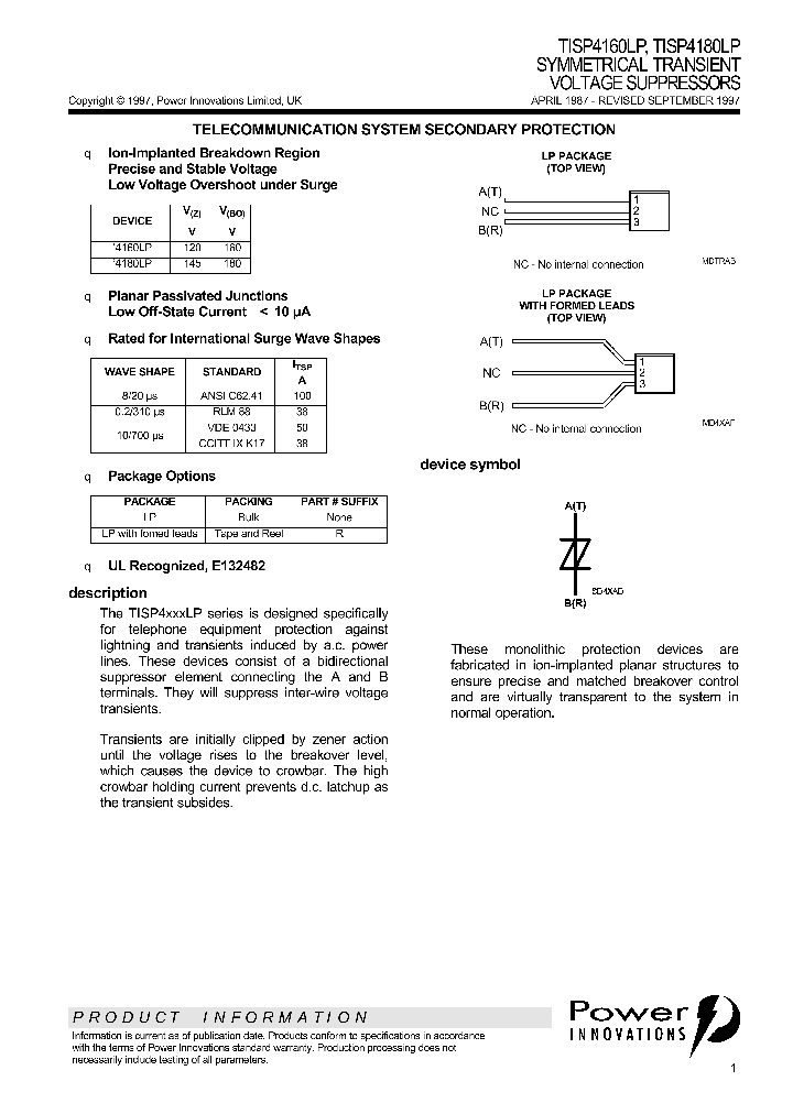 TISP4180LP_189346.PDF Datasheet