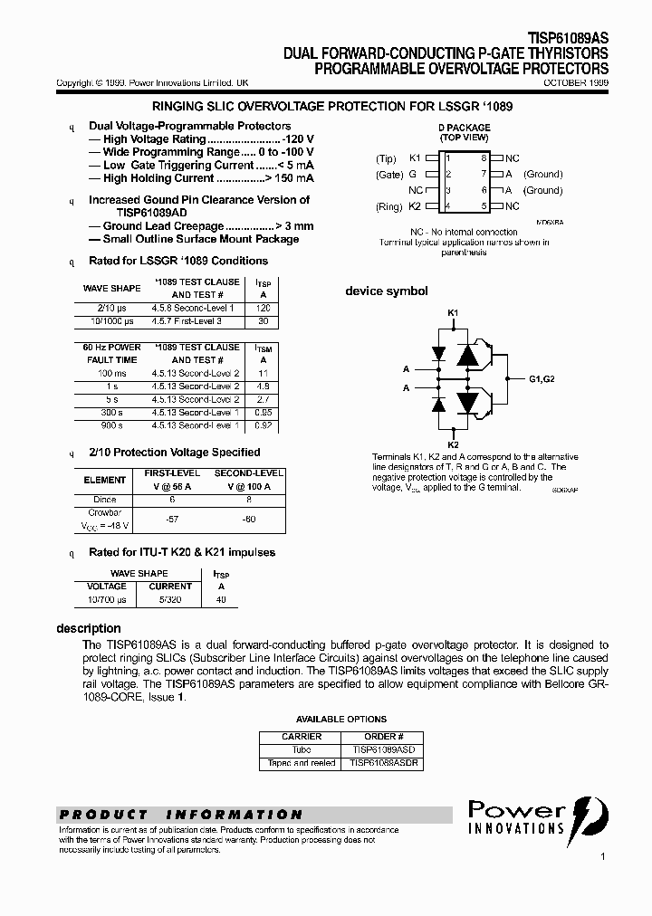 TISP61089AS_134353.PDF Datasheet