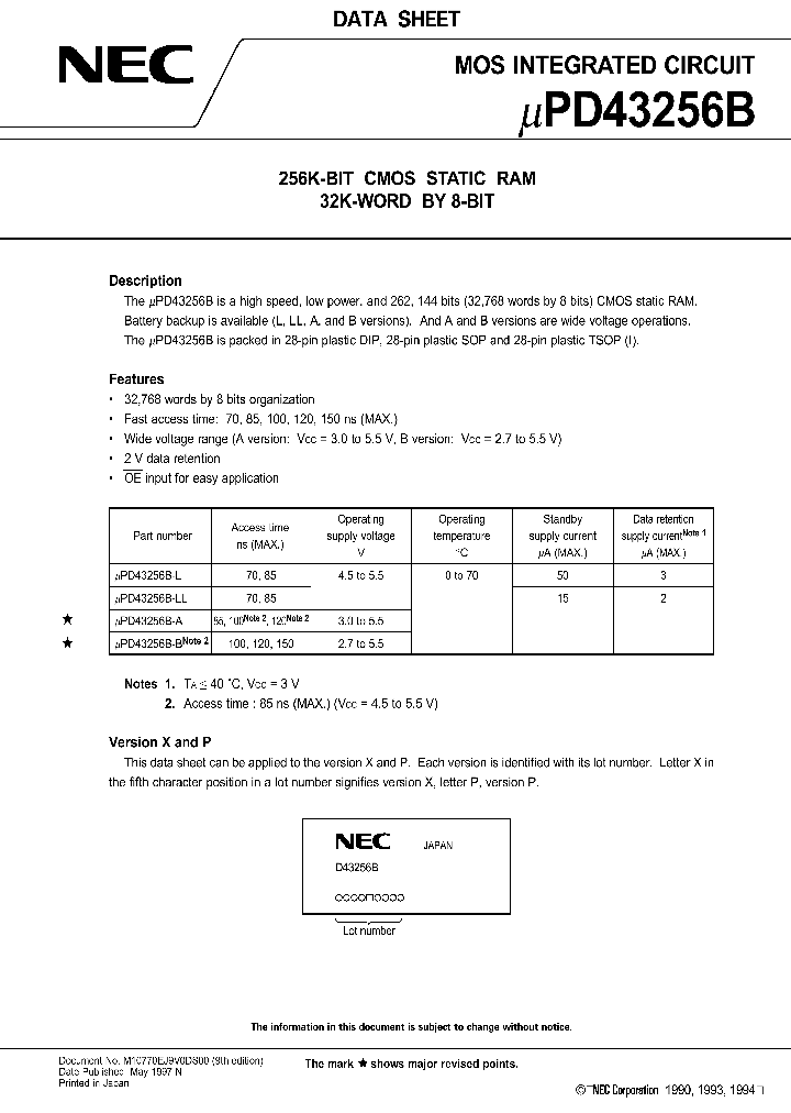 UPD43256B_5437.PDF Datasheet