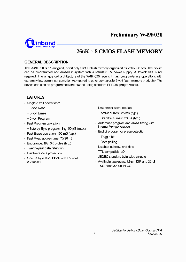 W49F020_53727.PDF Datasheet