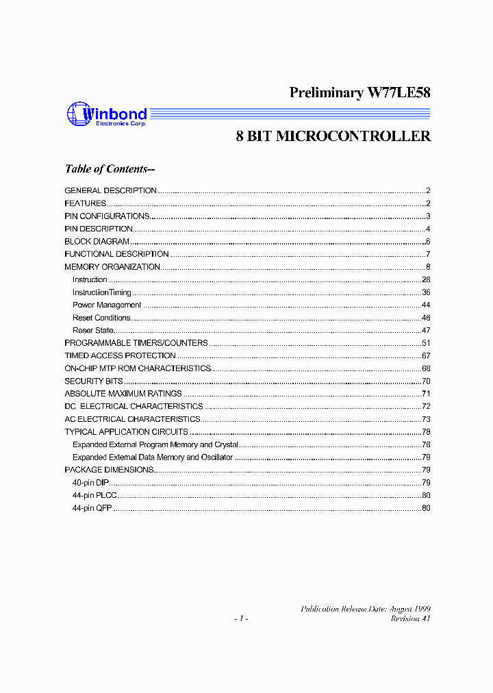 W77LE58_52440.PDF Datasheet