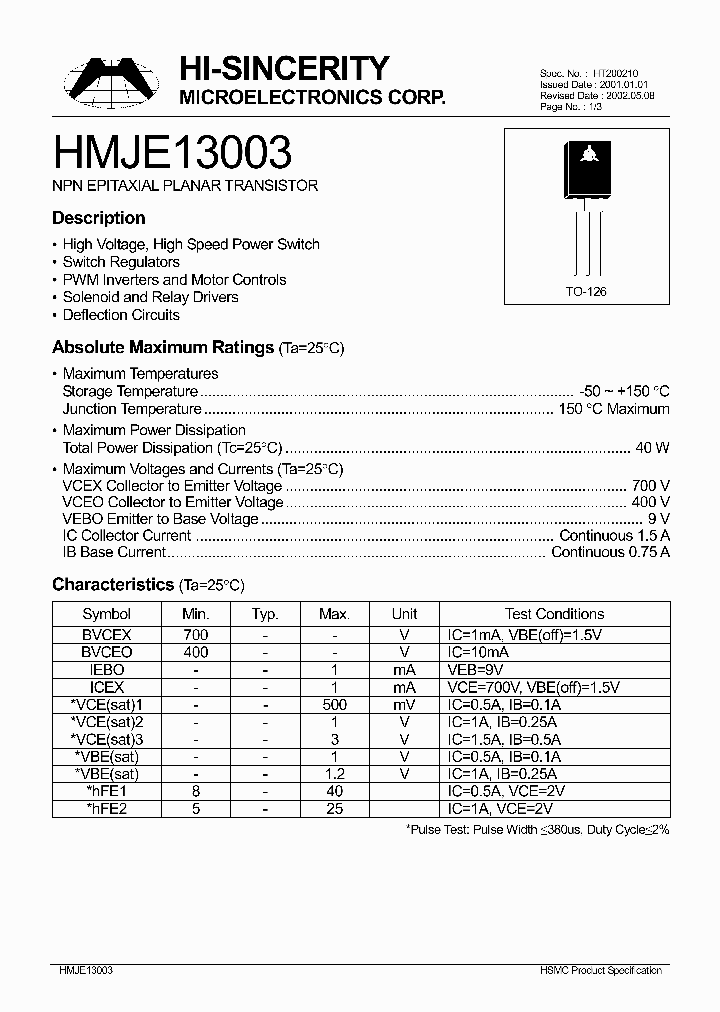 HMJE13003_139761.PDF Datasheet