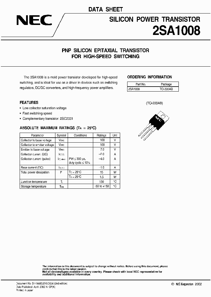 2SA1008_281158.PDF Datasheet