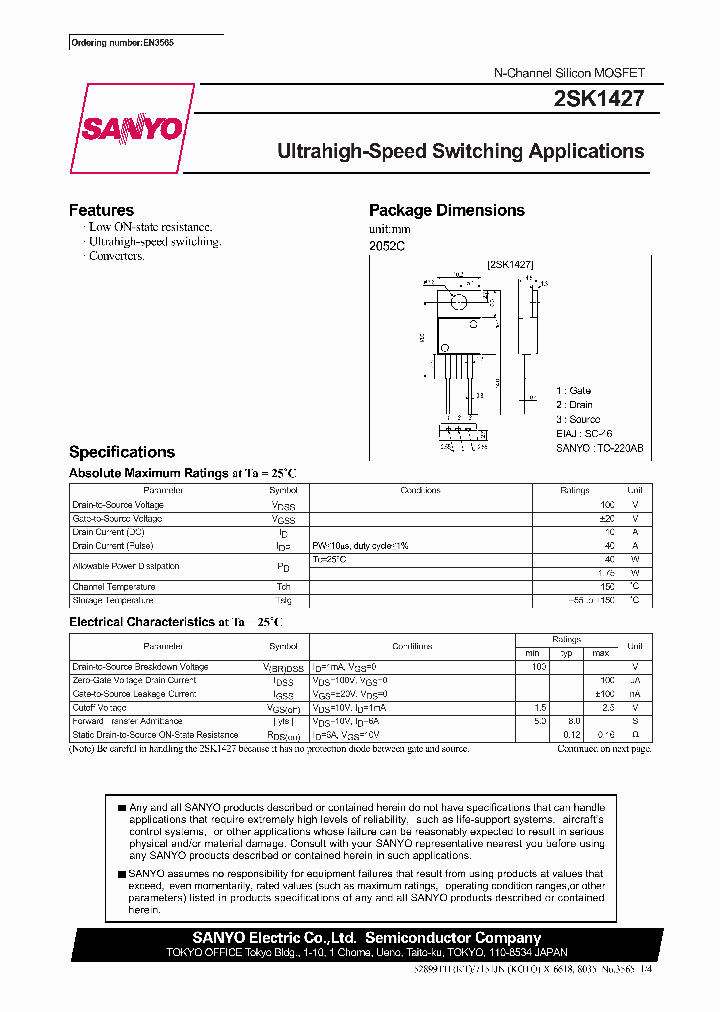 2SK1427_295090.PDF Datasheet