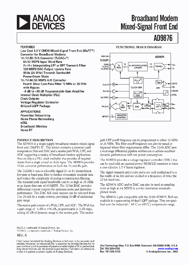 AD9876_289458.PDF Datasheet