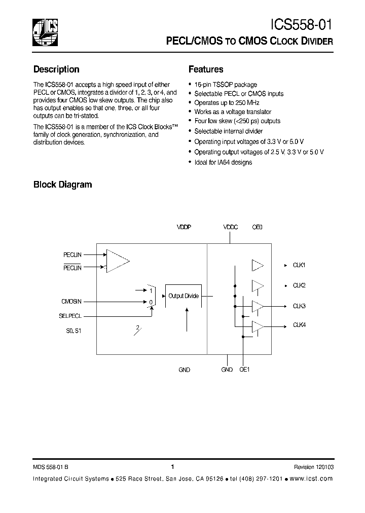 ICS558-01_205605.PDF Datasheet