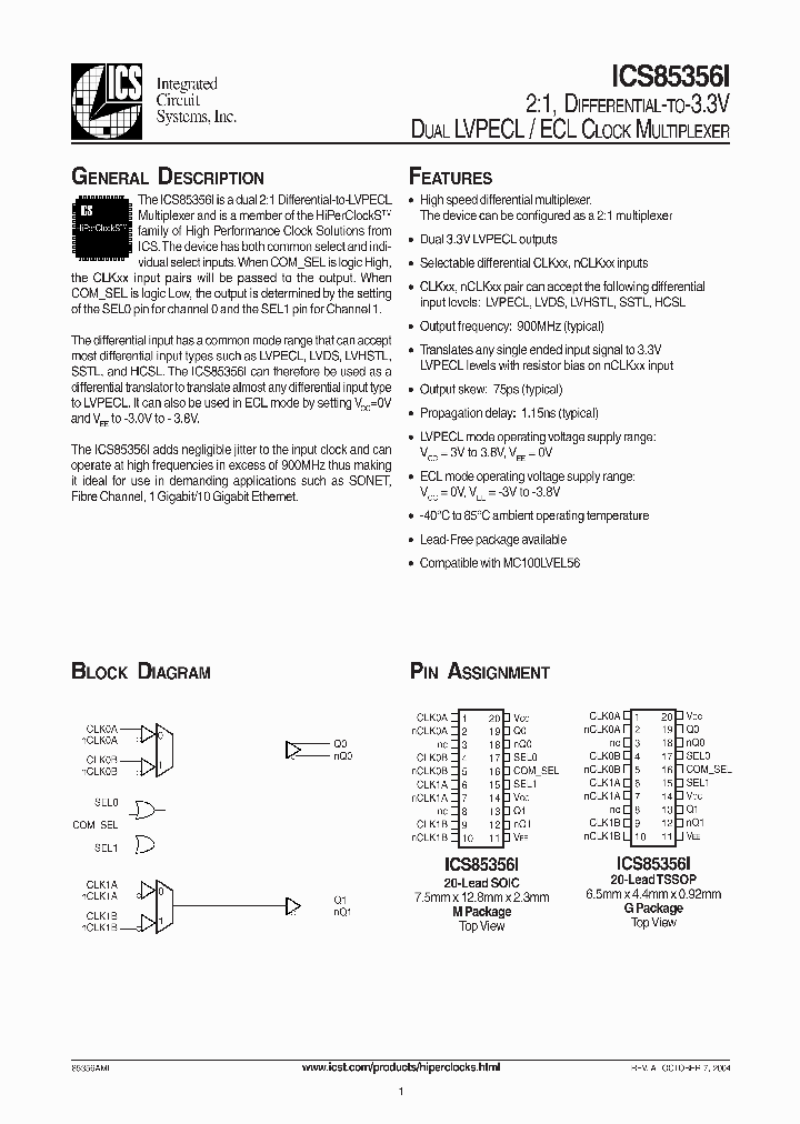 ICS85356AGI_177175.PDF Datasheet