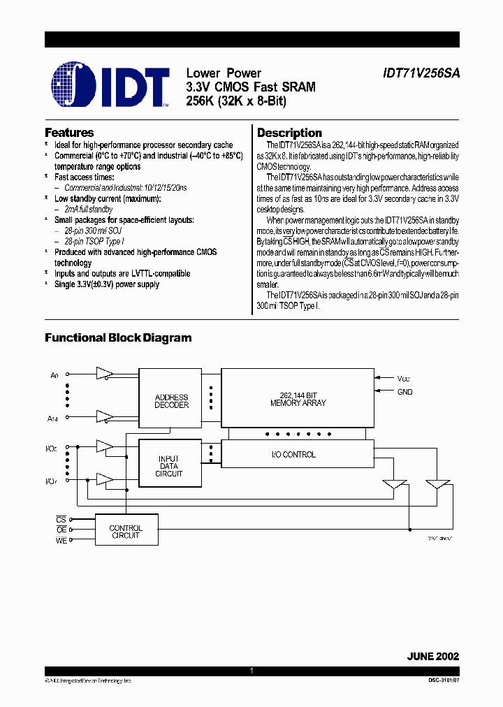 IDT71V256SA_284151.PDF Datasheet