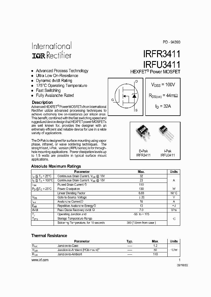 IRFU3411_278670.PDF Datasheet