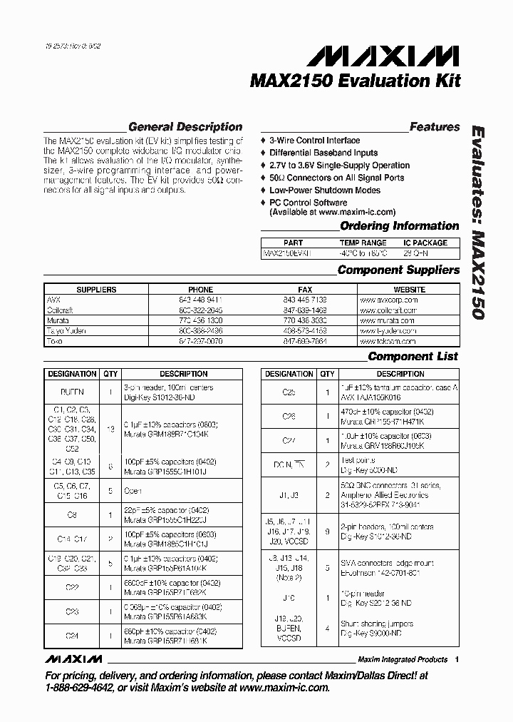 MAX2150EVKIT_297443.PDF Datasheet