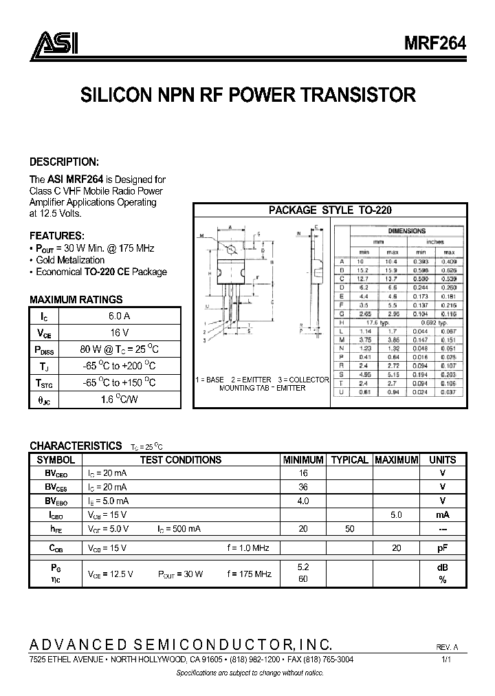 MRF264_240997.PDF Datasheet