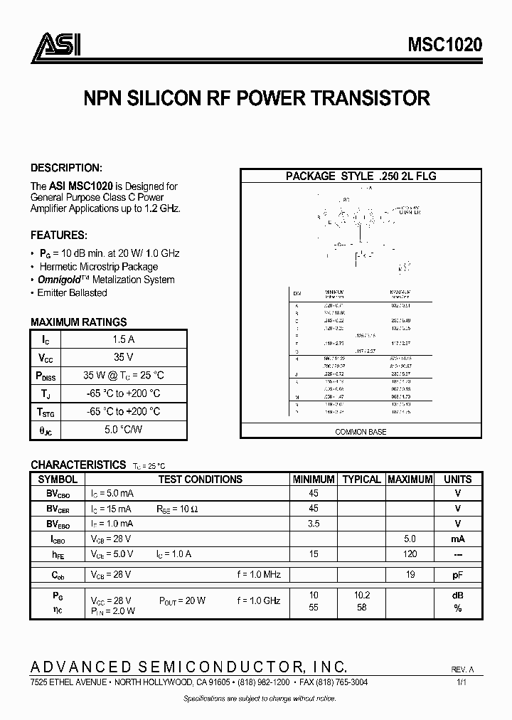 MSC1020_281596.PDF Datasheet