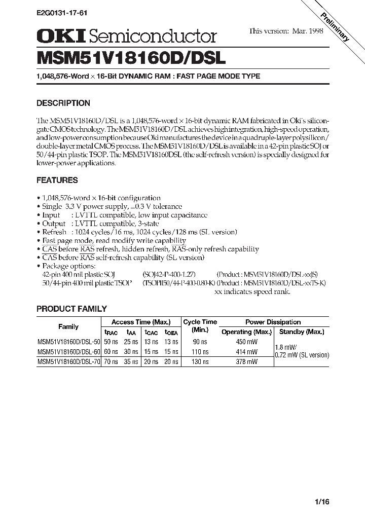 MSM51V18160DSL_205388.PDF Datasheet