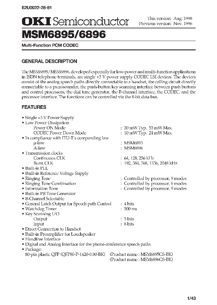 MSM6896_243290.PDF Datasheet