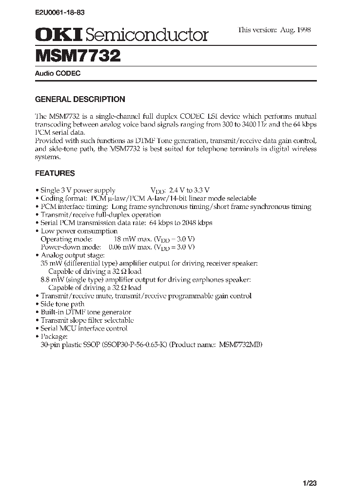 MSM7732_283765.PDF Datasheet