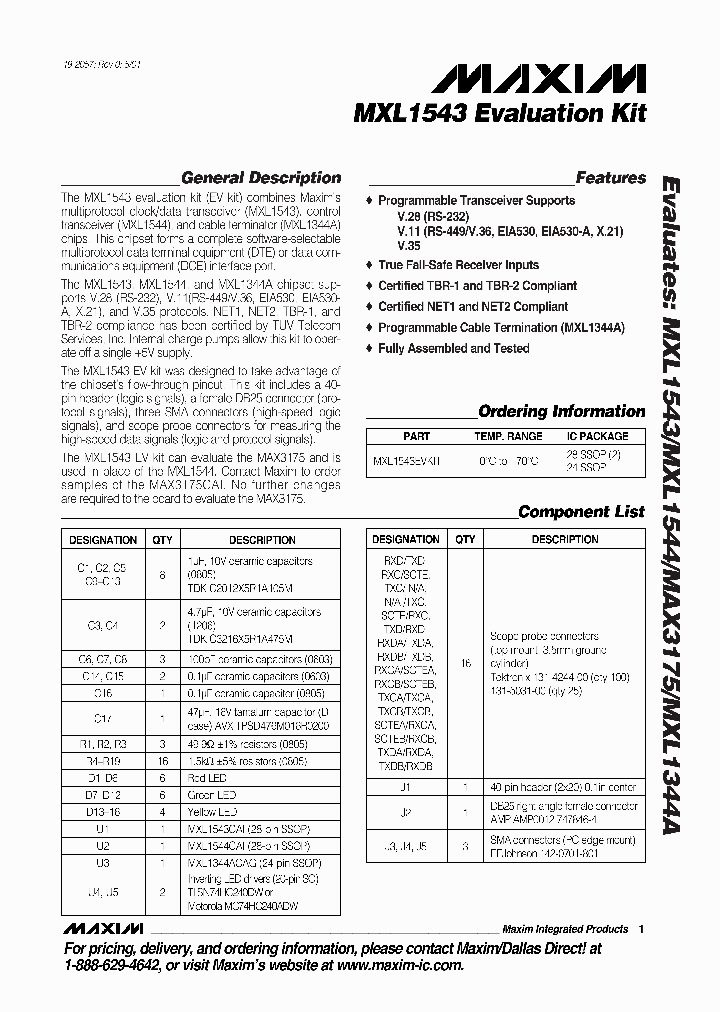 MXL1543EVKIT_276073.PDF Datasheet