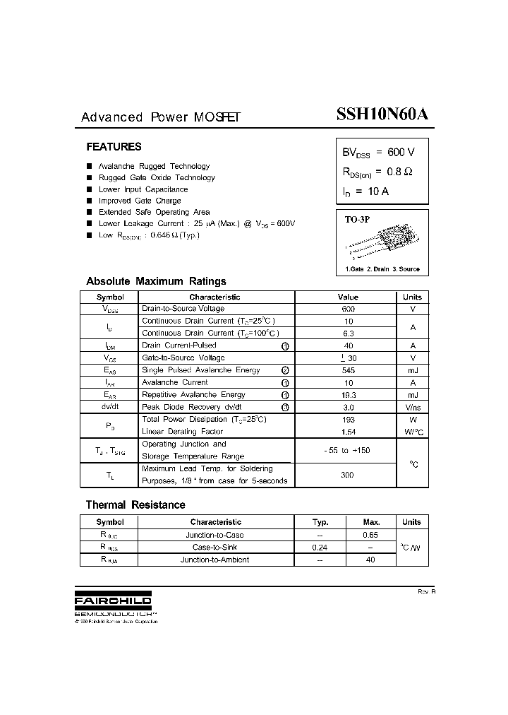 SSH10N60A_275623.PDF Datasheet