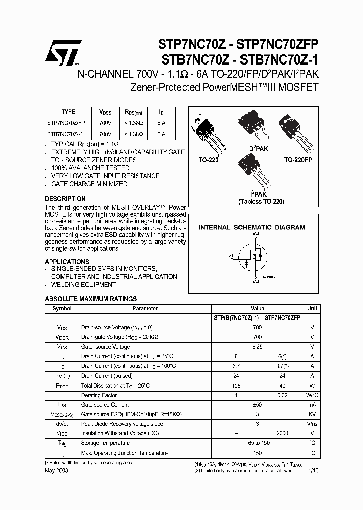 STB7NC70Z_173901.PDF Datasheet