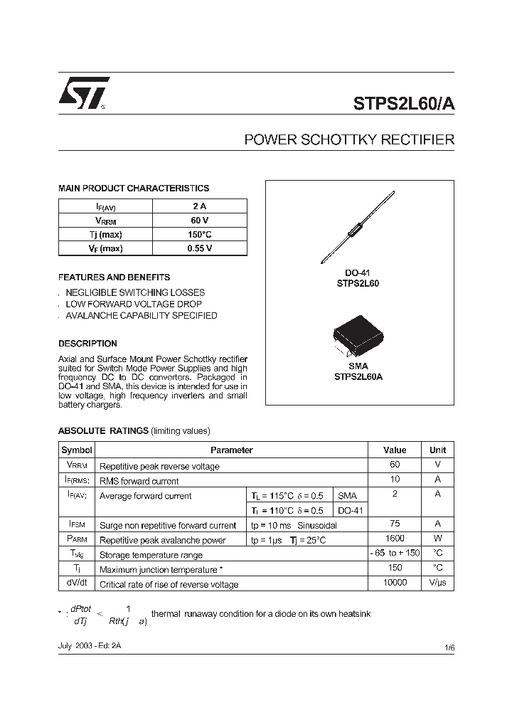STPS2L60RL_227831.PDF Datasheet