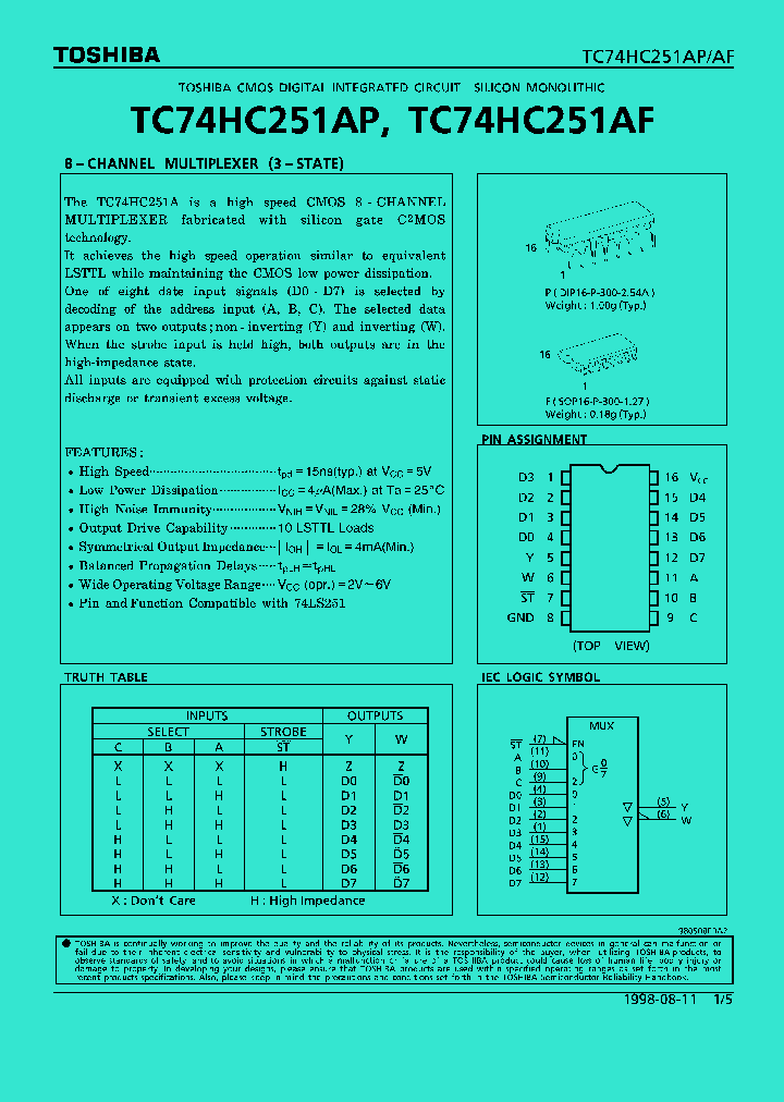 TC74HC251AF_273015.PDF Datasheet