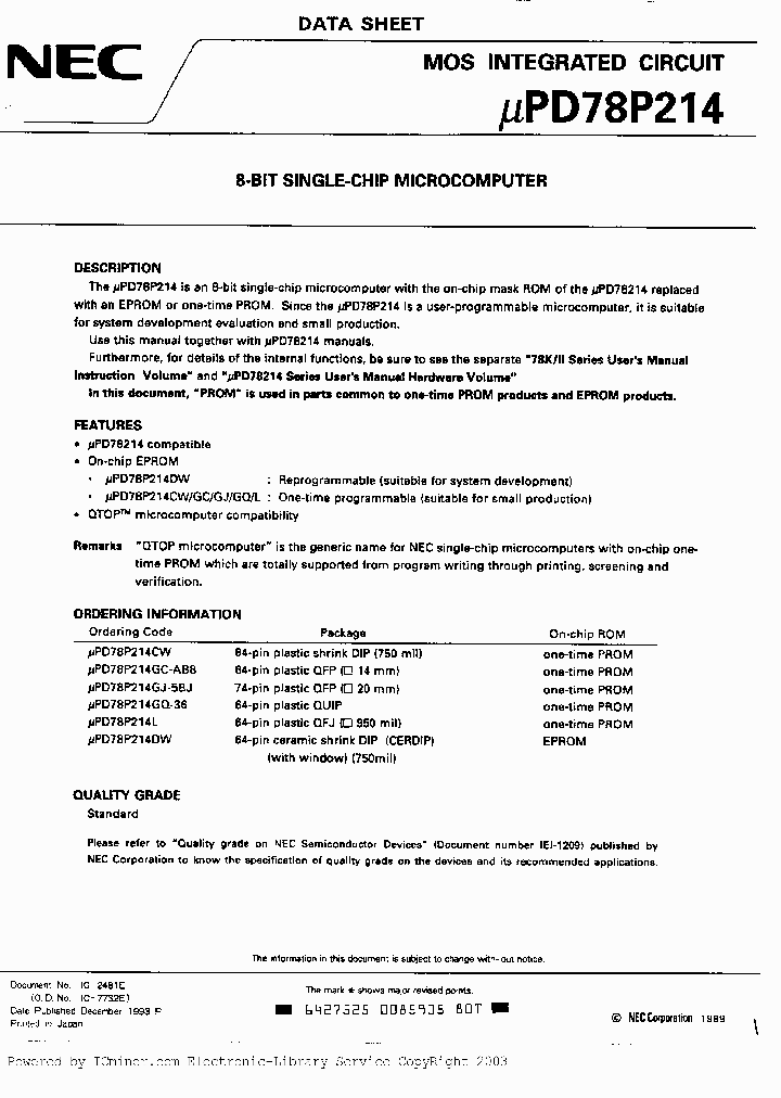 UPD78P214CW_199971.PDF Datasheet
